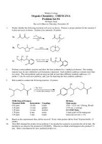 Homework Set 4 for Organic Chemistry I - Fall 2003 | CHEM 231A
