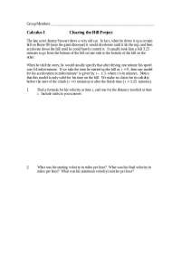 Calculus I - Clearing the Hill Project | MATH 1210