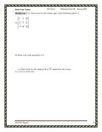 Spring 2009 Midterm Exam 3 - Introduction to Linear Algebra | MA 244 ...