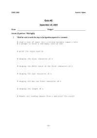 Quiz #2 Solutions for COSC 235B by David A. Sykes - Prof. David A. Sykes