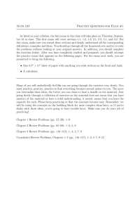 Practice Questions for Exam 1 - Elementary Statistics | MATH 104