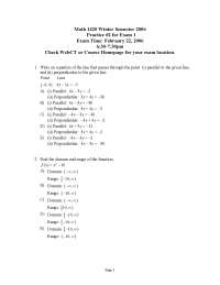 Practice 2 for Exam 1 - Elements of Calculus | MATH 1320 - Docsity