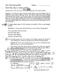Introduction to Statistics - Spring 2005 Final Exam with Answers | STAT ...