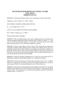 Advanced Geochemistry of Natural Waters - Assignment 11 | GEOL 578