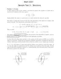 Sample Test 3 Solutions - Ordinary Differential Equations | MATH 3331 ...