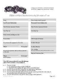 CHCI New Student Internship Application