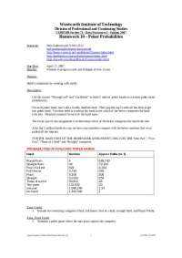 Data Structures I - Poker Probabilities Homework, Wentworth Institute of Technology, Sprin