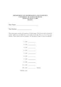 Math 455 Exam 1, University of Massachusetts, Spring 2005