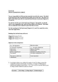 Questions of Introduction Statistics - Final Exam | ECON 230