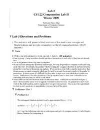 Lab 3 Directions and Problems - Computation Laboratory II | CS 122 ...