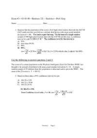 Exam 3 MCQs with Answer Key - Introductory Business Statistics | BUS 221