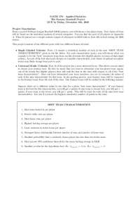The Fantasy Baseball Project - Applied Statistics | MATH 170