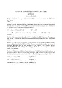 Solved Problems for Advanced Geochemistry of Natural Waters | GEOL 578