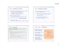 Exception Handling, Zero Java - Lecture Slides | CS 230 - Docsity