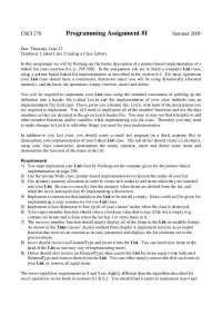 CSCI 270 Programming Assignment 1: Implementing a Linked List Class