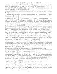 Exam 3 with Solution - Elements of Calculus I | MATH 10250 - Docsity