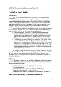 Statistical Analysis Lab - Instrumentation and Measurement | MECH 591