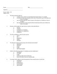 Practice Exam 1 for Principles of Biology II - 2001 | BIOL 1720 - Docsity