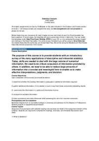 Statistical Analysis - Course Description | PRST 6600