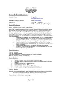 PSY 499 Senior Project Seminar Syllabus - University of La Verne - Prof. Ngoc Bui