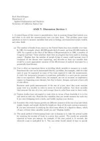 Statistical Methods for the Biological, Environmental - Discussion Section 1 | AMS 7