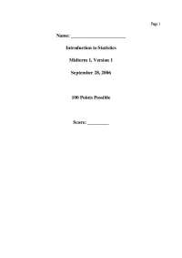 Midterm 1 in Introduction to Statistics: Multiple Choice Questions and Data Analysis - Pro