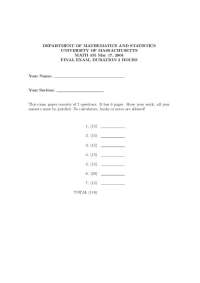 University of Massachusetts - Math 455 Spring 2004 Final Exam