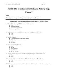 Introduction to Biological Anthropology | ANTH 101 - Docsity