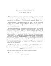 Representation of Graphs - Graph Theory | MATH 4315 - Docsity