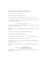 Solutions to Midterm Exam for Applied Probability | STAT 331 - Docsity
