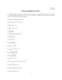 Review Problems for Test 1 - Calculus 2 | MATH 211 - Docsity