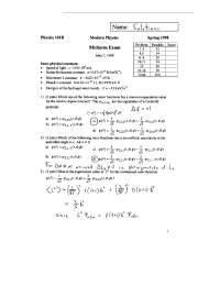 14 Solved Problems in Midterm Exam on Introduction to Modern Physics I ...
