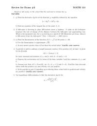 Review Sheet for Exam 2 - Calculus I | MATH 131 - Docsity