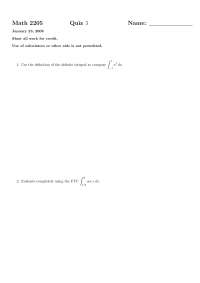 2 Practice Problems on Calculus II - Quiz 3 | MATH 2205 - Docsity