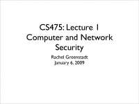 Introduction to Computer and Network Security | CS 475 - Docsity
