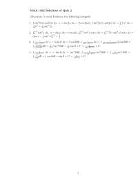 Solutions for Quiz 2 - Calculus II | MATH 1592 - Docsity