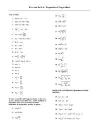 Notes on Properties of Logarithms - College Algebra | MATH 1310 - Docsity