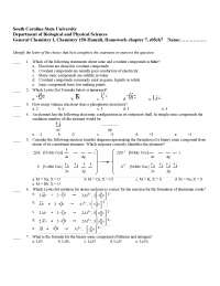 Practice Questions for Exam - General Chemistry I | C 150 - Docsity