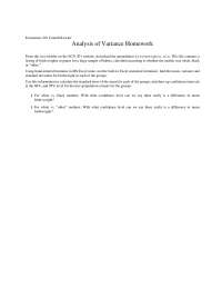 Analysis of Variance Homework - Applied Econometrics | ECN 201 - Docsity