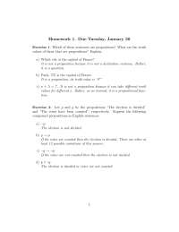 Exercises for Homework 1 | Discrete Mathematics | MATH 3336 - Docsity
