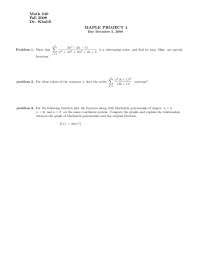 Maple Project 4 with Practice Problems on Intermediate Calculus | MATH ...