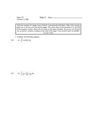 10 Questions for Exam 2 - Calculus II | MATH 175 - Docsity