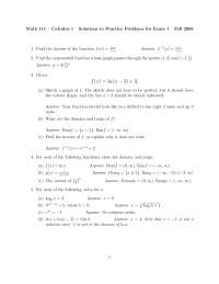 15 Questions with Answer of Calculus I - Exam 1 | MATH 111 - Docsity