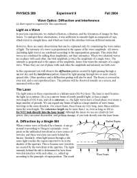 Wave Optics: Diffraction and Interference - Experiment 9 | PHYSICS 289 ...