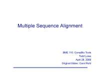 Lecture Slides on Multiple Sequence Alignment | BME 110 - Docsity
