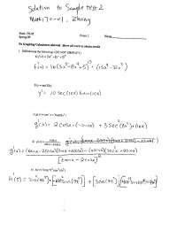 Solutions to Sample Exam 2 - Analytic Geometry and Calculus I | MATH ...