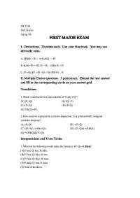 Philosophy Exam: Logic and Critical Thinking - Spring '98 - Prof. Robert C. Koons