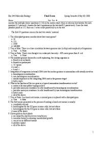 58 Questions - Final Exam | Molecular Biology | BIO 344
