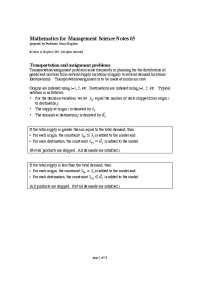 Transportation and Assignment Problems | MT 235