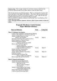 Milestone Summary for Proposed 3M Library Control System